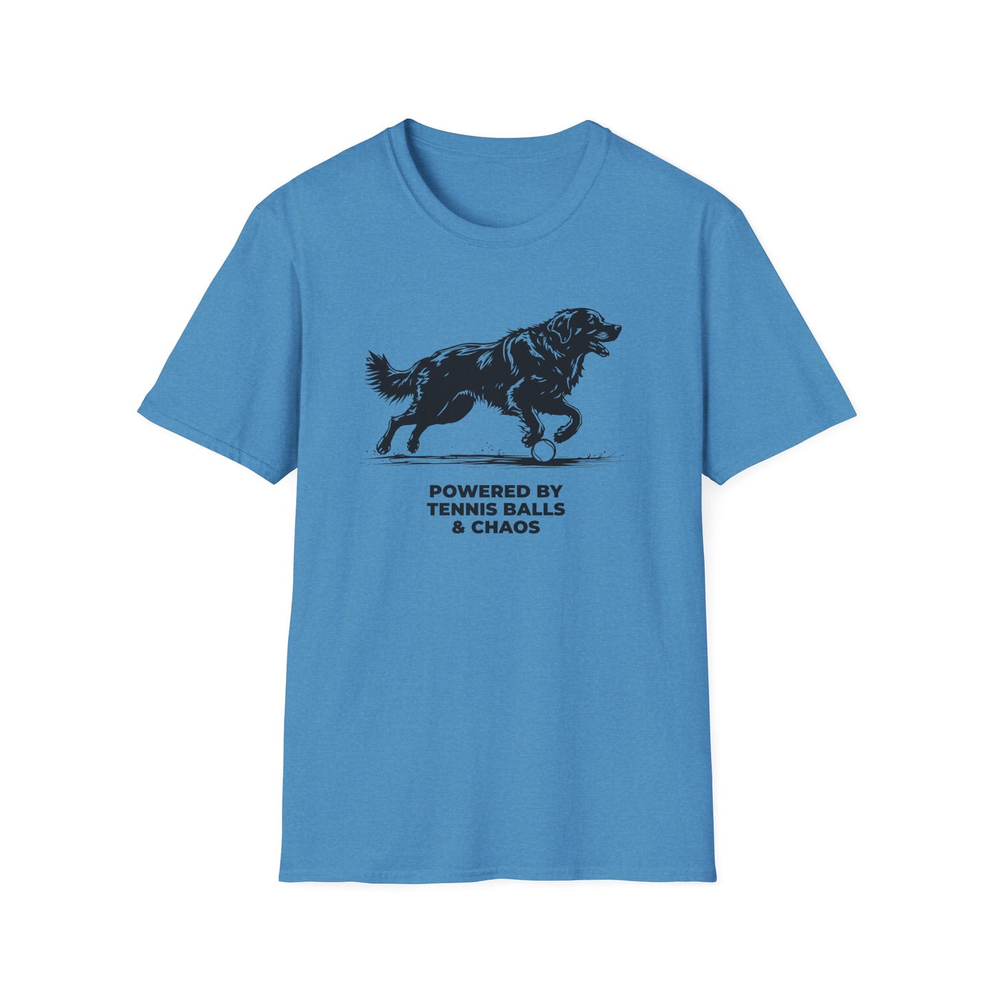 Retriever T‑Shirt — "Powered by Tennis Balls & Chaos" Graphic Tee