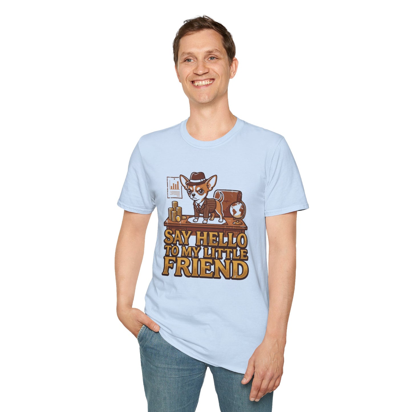 Chihuahua Boss Graphic T-Shirt — "Say Hello to My Little Friend"