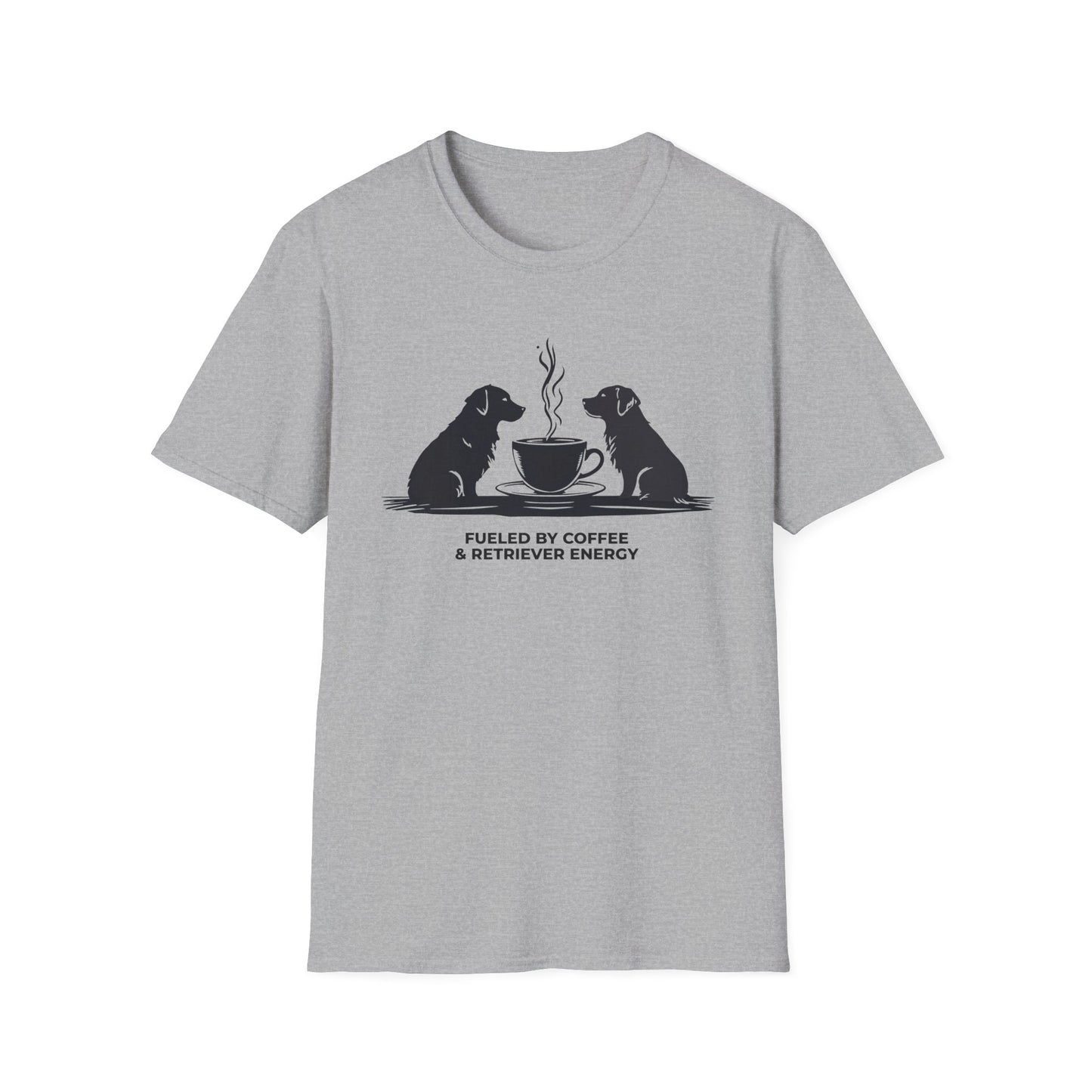 Coffee & Retriever T-Shirt — "Fueled by Coffee & Retriever Energy"