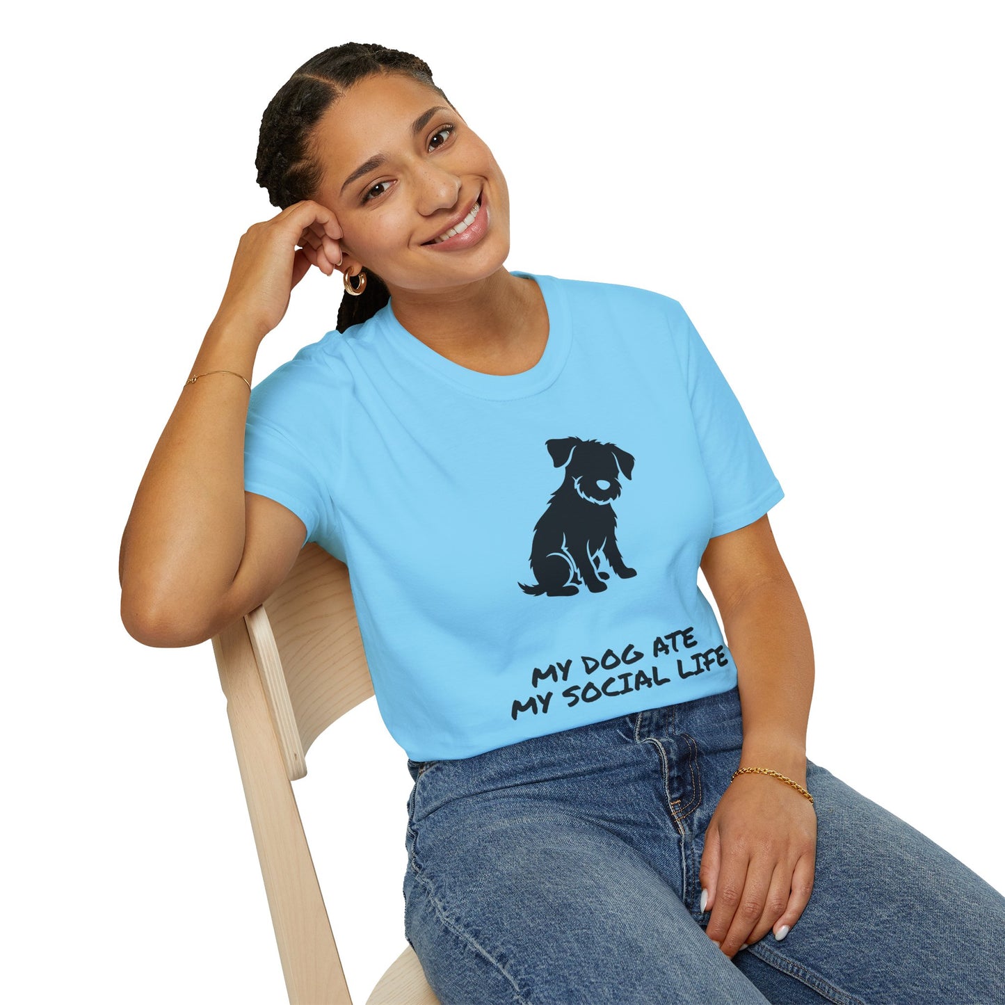 Dog Silhouette T-Shirt — "My Dog Ate My Social Life" Cute Pet Lover Tee