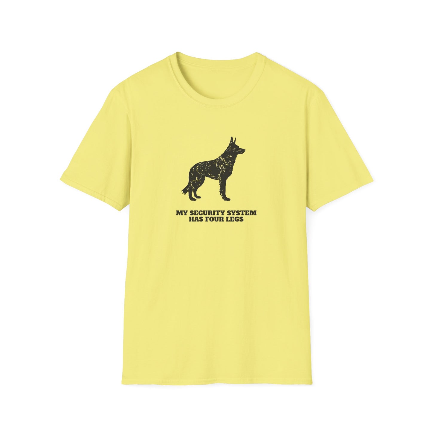 Dog Security T-Shirt — “My Security System Has Four Legs” Graphic Tee