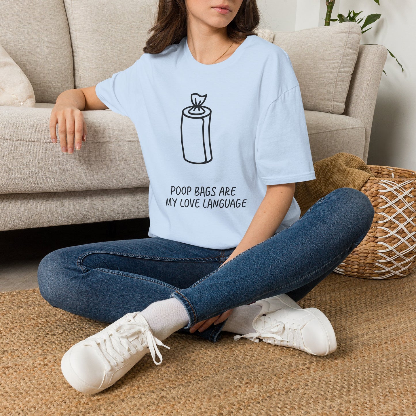 Poop Bags Are My Love Language T‑Shirt — Funny Dog Mom Pet Waste Bag Tee