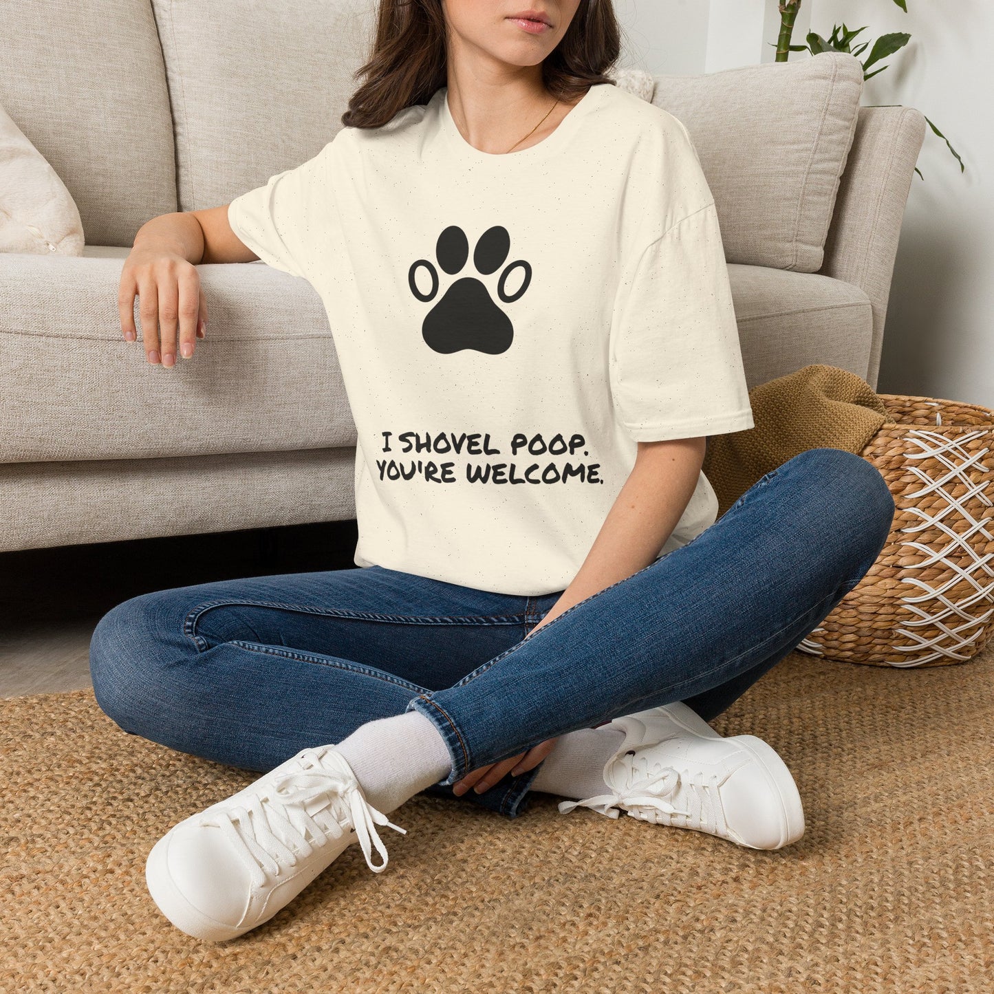 Paw Print T-Shirt — "I Shovel Poop, You're Welcome" Dog Lover Tee