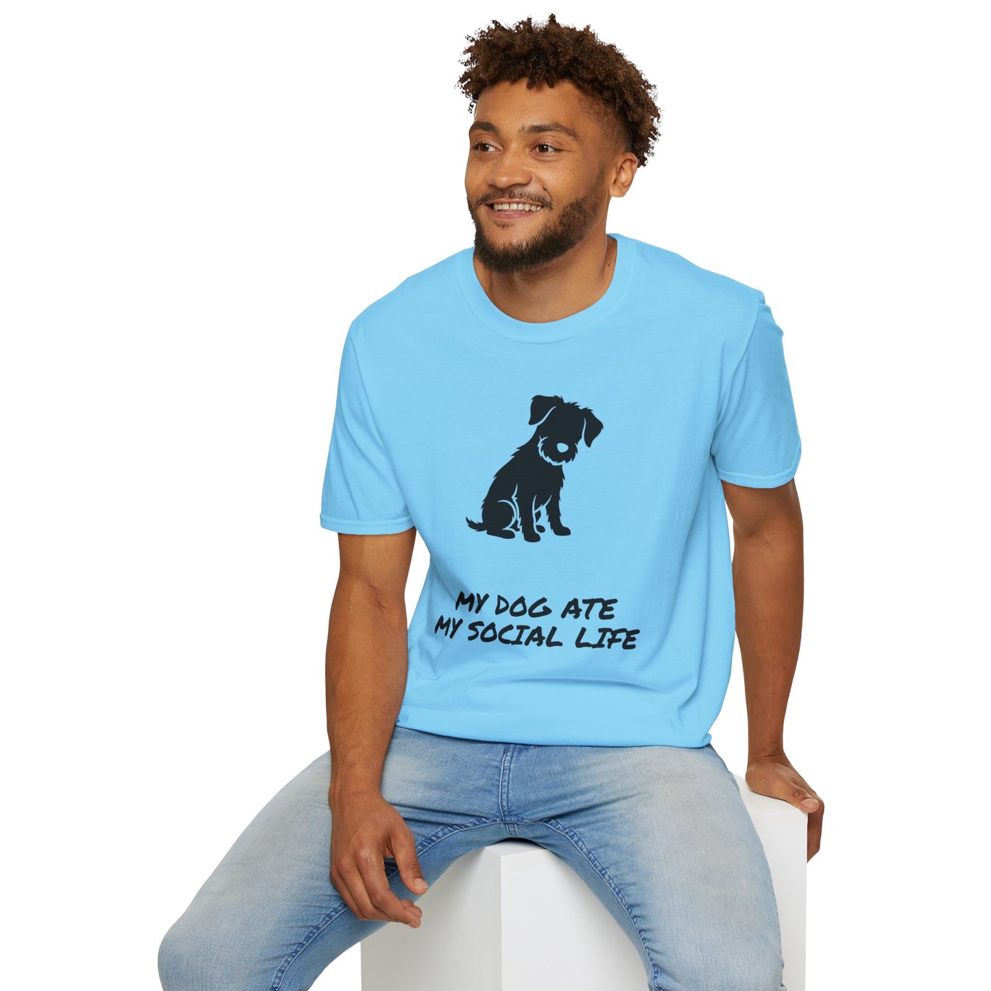 Dog Silhouette T-Shirt — "My Dog Ate My Social Life" Cute Pet Lover Tee