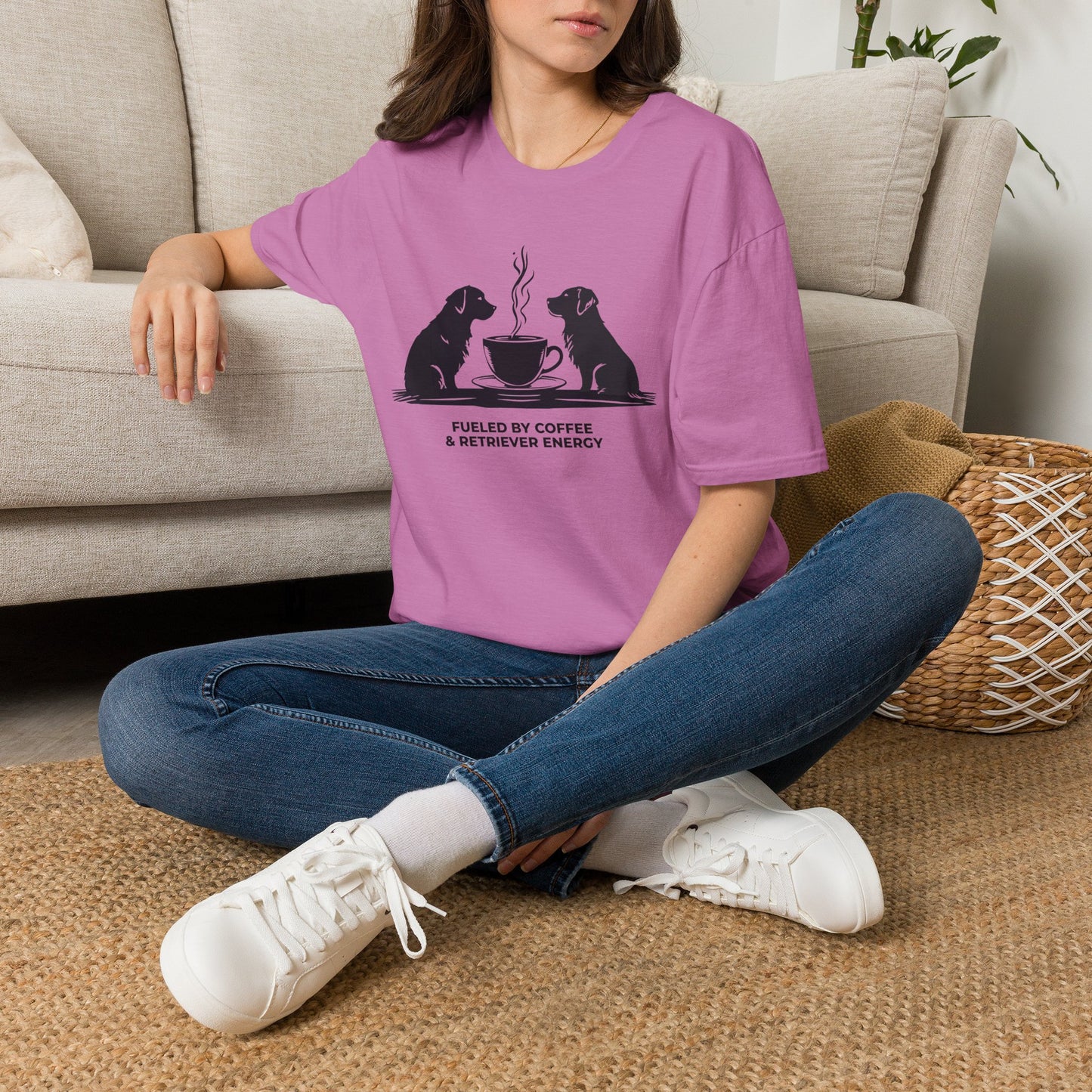 Coffee & Retriever T-Shirt — "Fueled by Coffee & Retriever Energy"