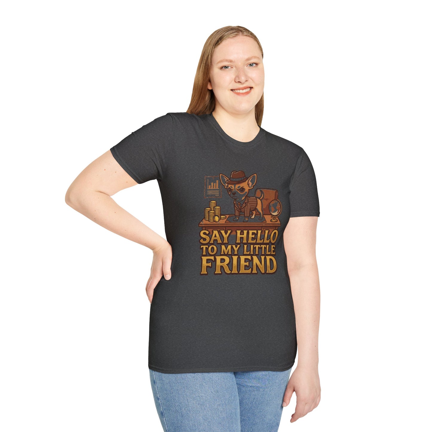 Chihuahua Boss Graphic T-Shirt — "Say Hello to My Little Friend"