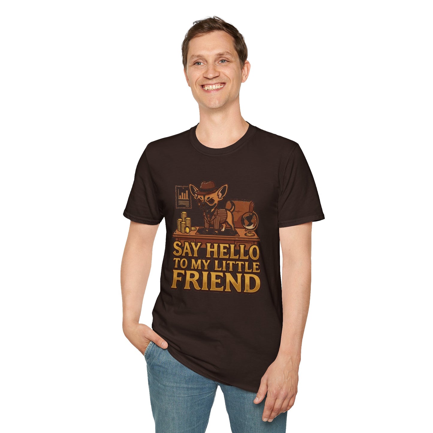 Chihuahua Boss Graphic T-Shirt — "Say Hello to My Little Friend"