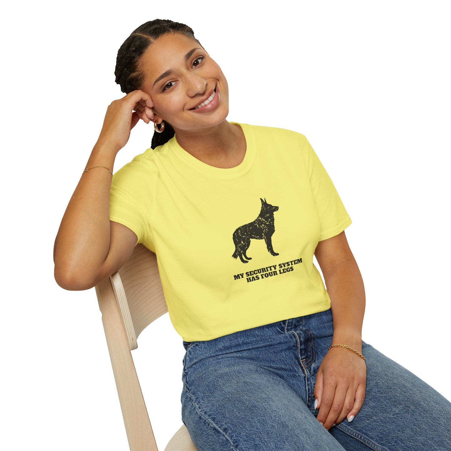 Dog Security T-Shirt — “My Security System Has Four Legs” Graphic Tee