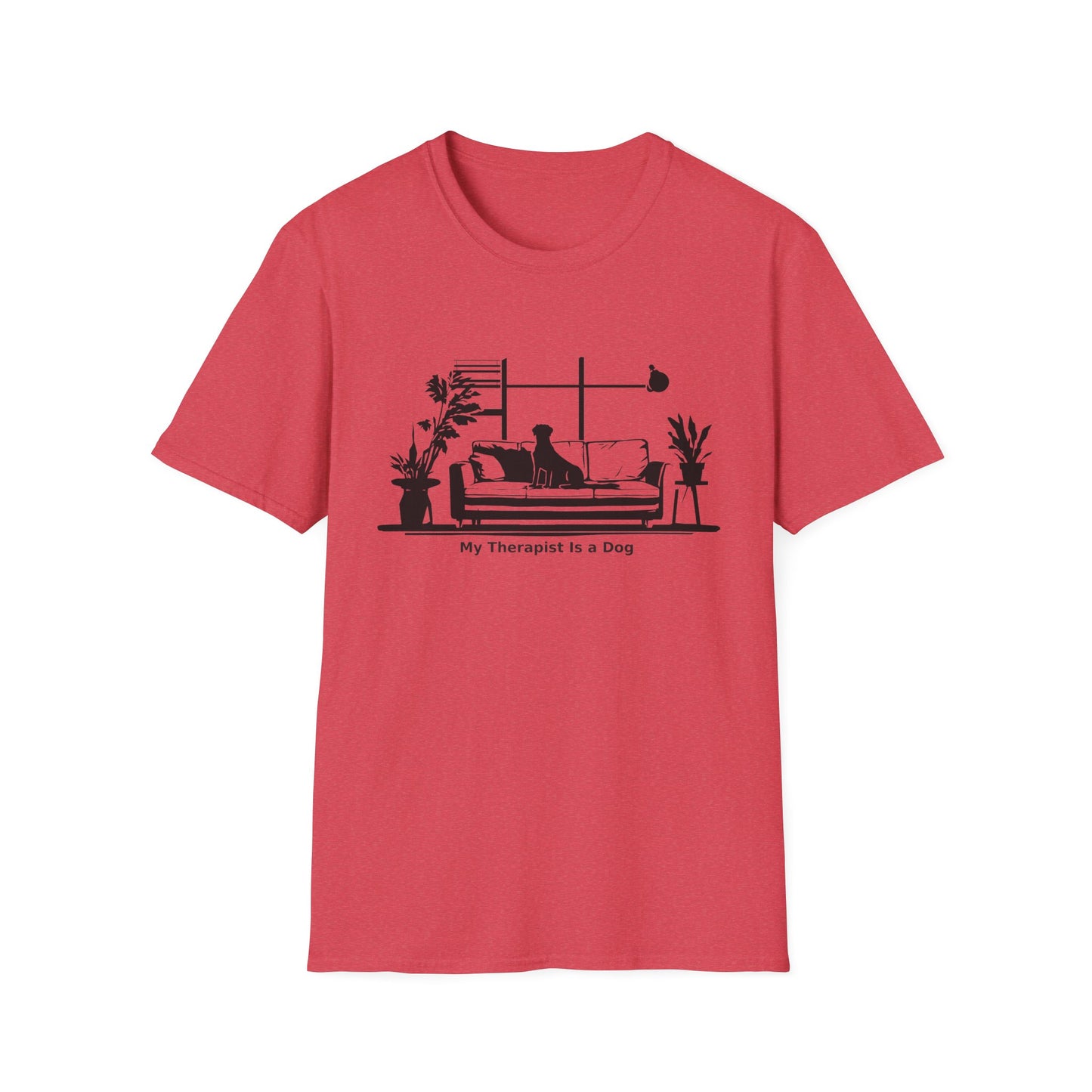 Dog Lover T‑Shirt — "My Therapist is a Dog" Living Room Silhouette Tee