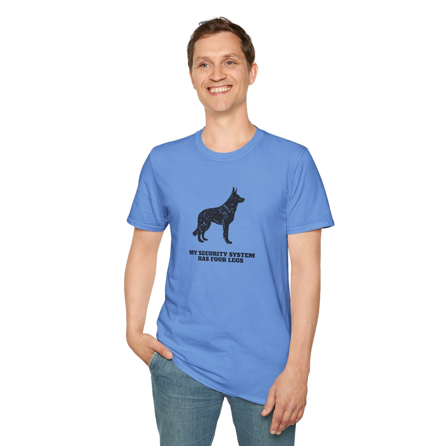 Dog Security T-Shirt — “My Security System Has Four Legs” Graphic Tee