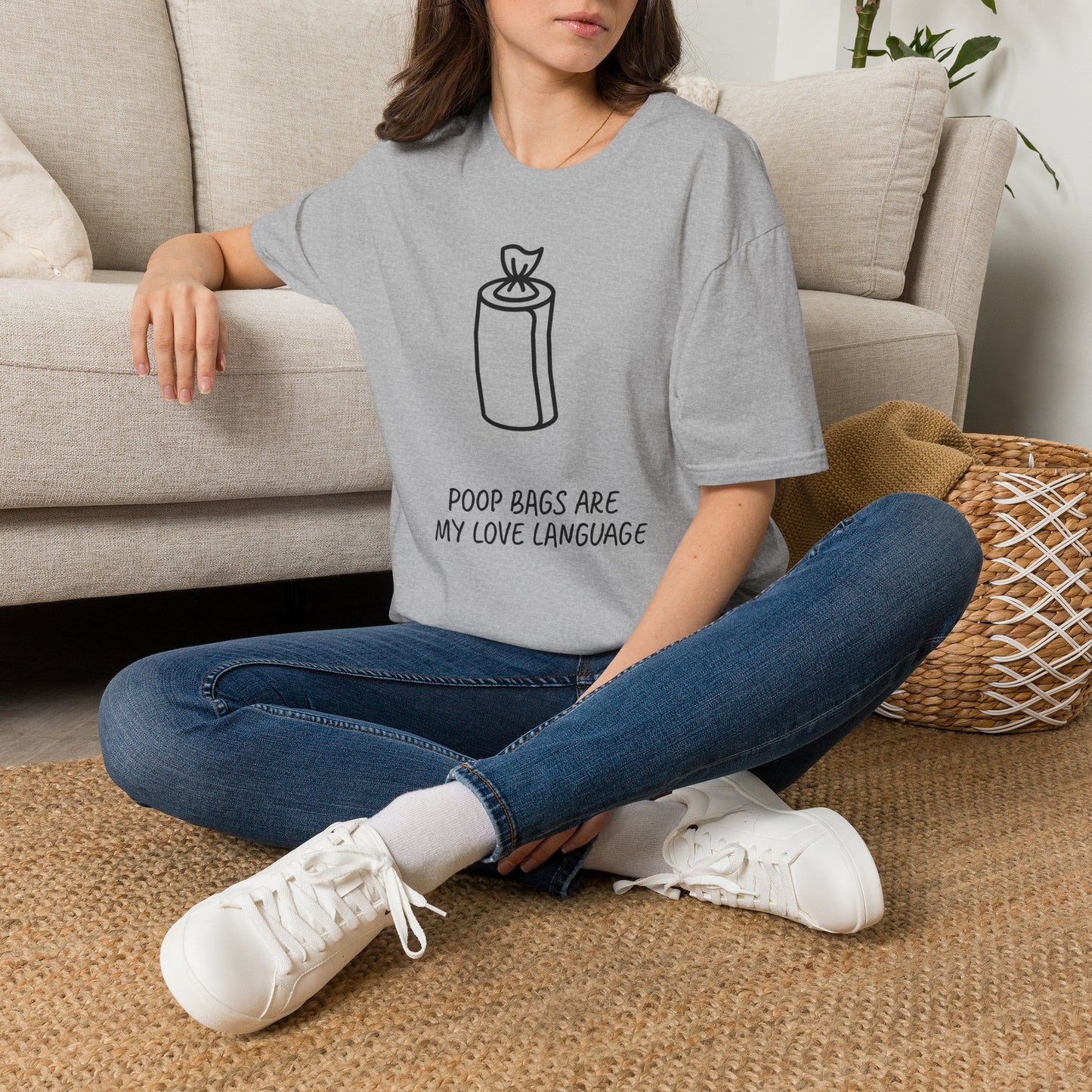 Poop Bags Are My Love Language T‑Shirt — Funny Dog Mom Pet Waste Bag Tee