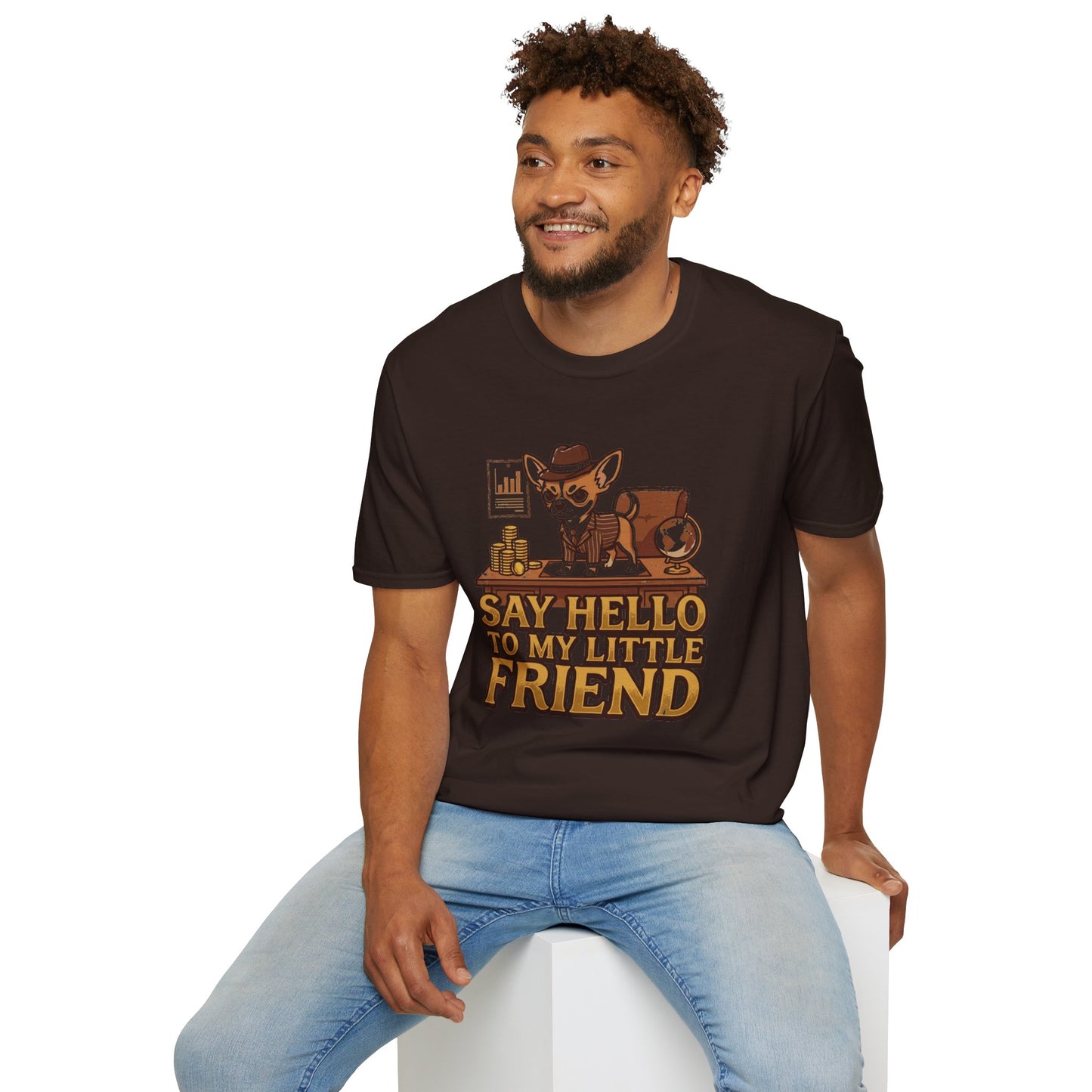 Chihuahua Boss Graphic T-Shirt — "Say Hello to My Little Friend"