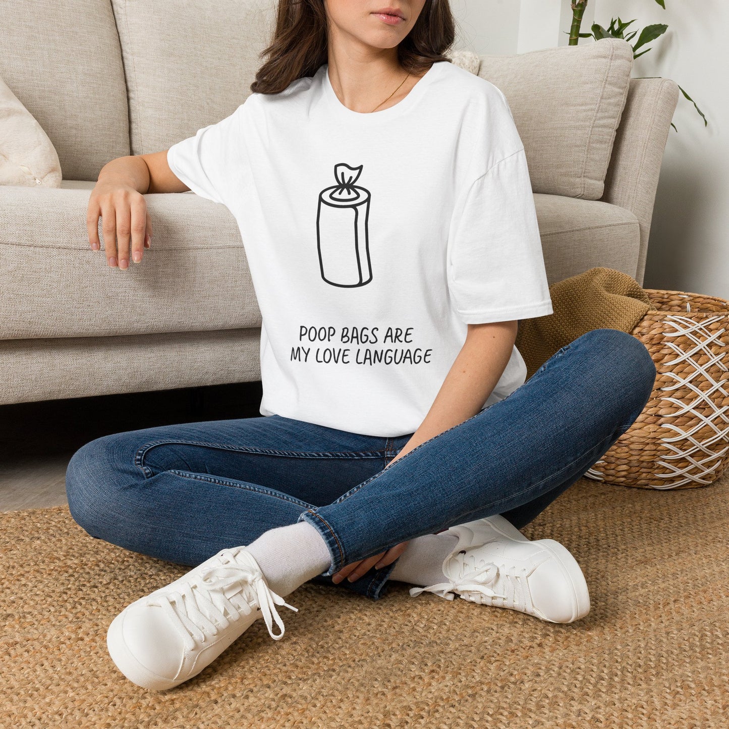 Poop Bags Are My Love Language T‑Shirt — Funny Dog Mom Pet Waste Bag Tee