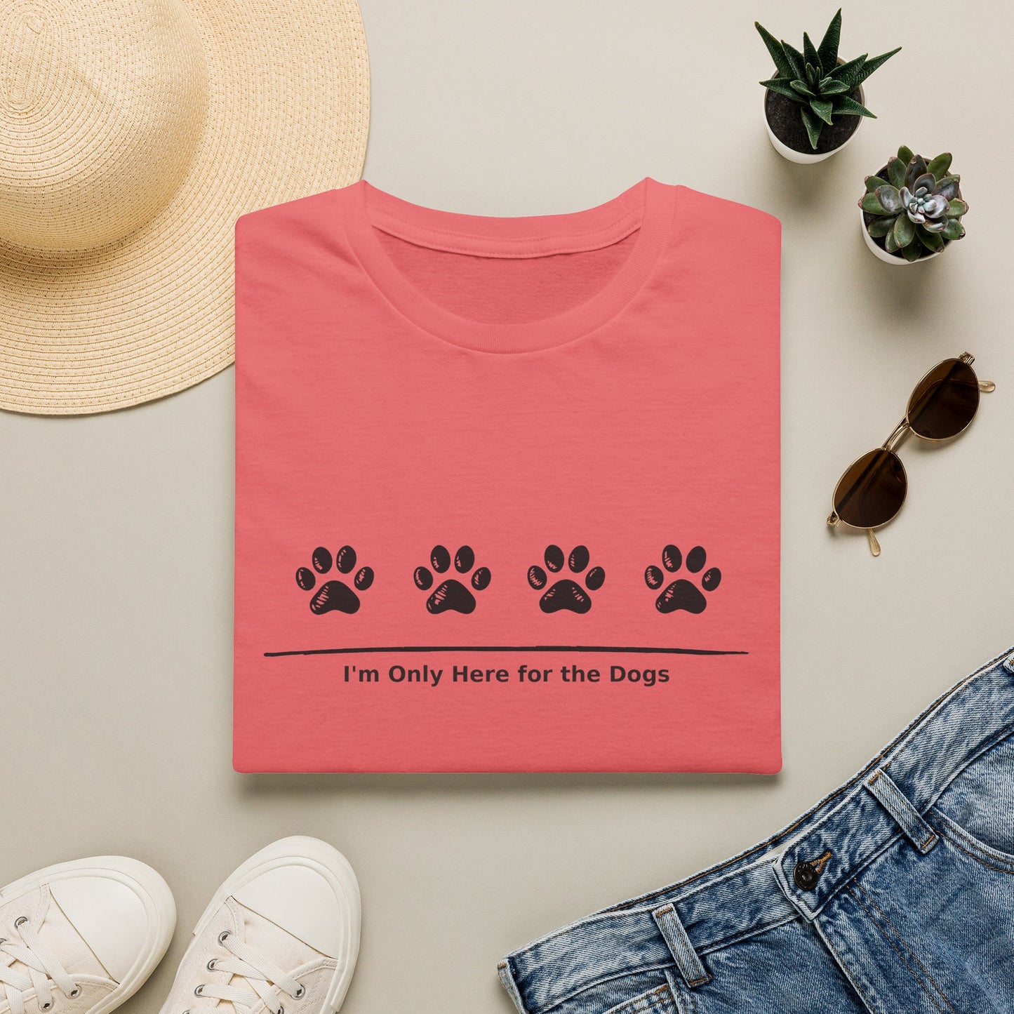 "I'm Only Here for the Dogs" Paw Print Tee