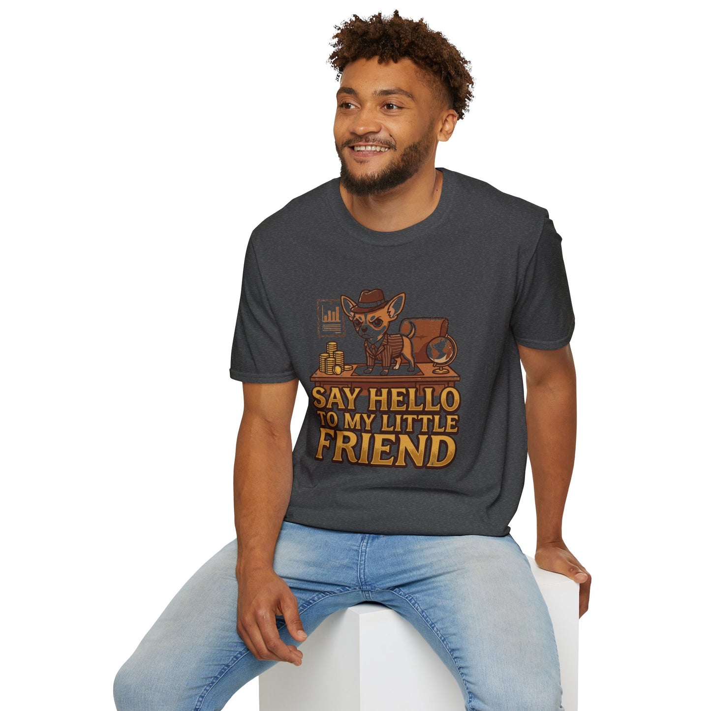 Chihuahua Boss Graphic T-Shirt — "Say Hello to My Little Friend"