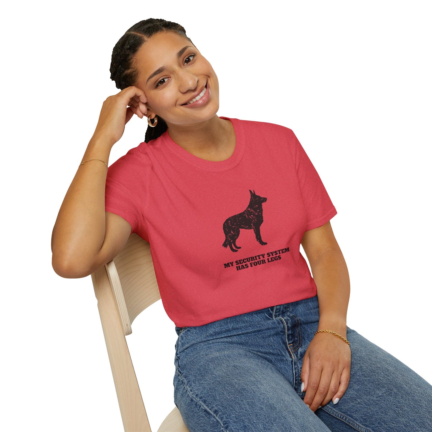 Dog Security T-Shirt — “My Security System Has Four Legs” Graphic Tee