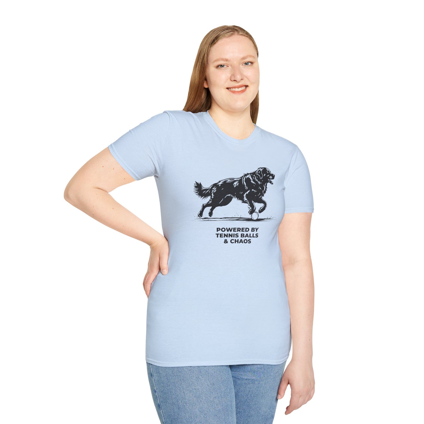 Retriever T‑Shirt — "Powered by Tennis Balls & Chaos" Graphic Tee