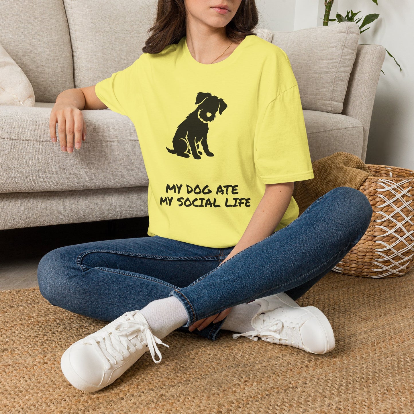 Dog Silhouette T-Shirt — "My Dog Ate My Social Life" Cute Pet Lover Tee