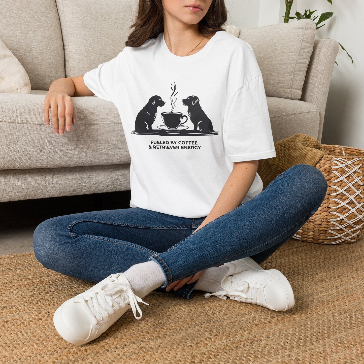 Coffee & Retriever T-Shirt — "Fueled by Coffee & Retriever Energy"