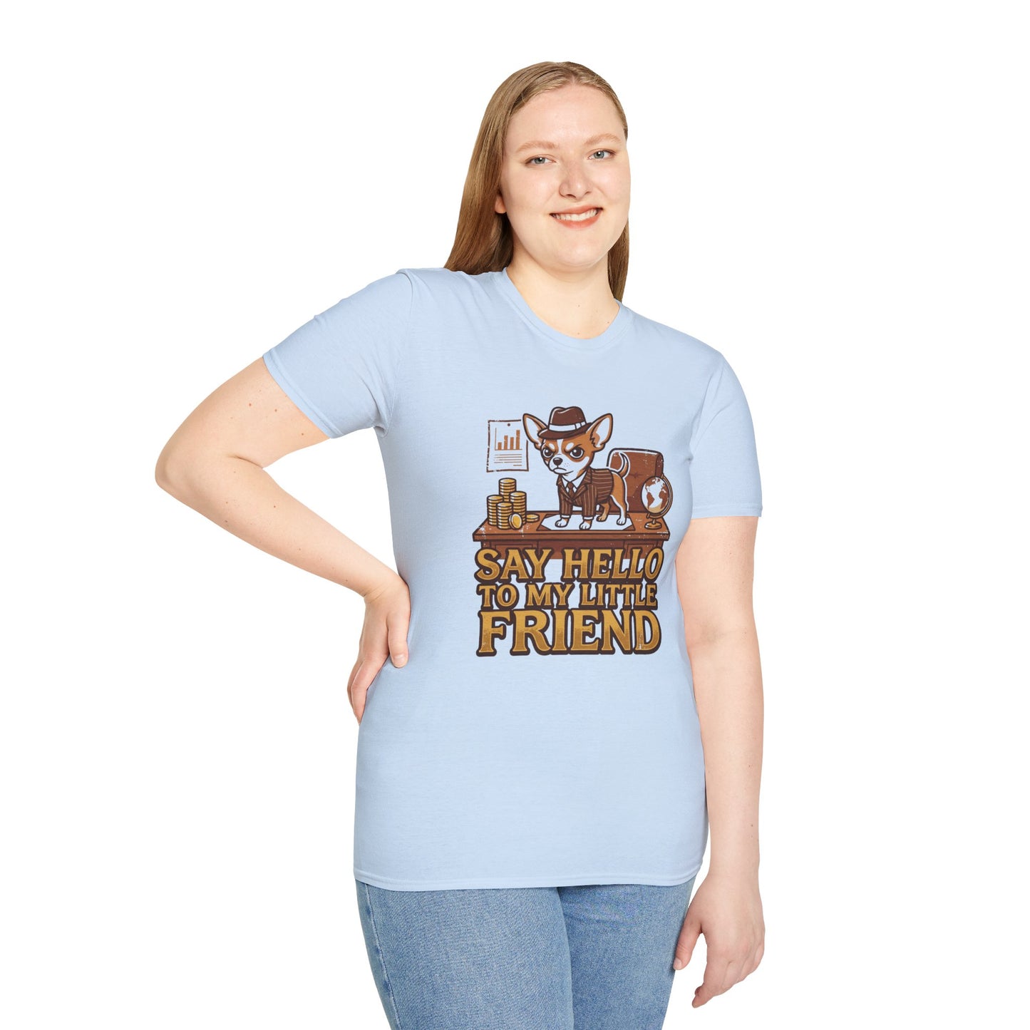 Chihuahua Boss Graphic T-Shirt — "Say Hello to My Little Friend"