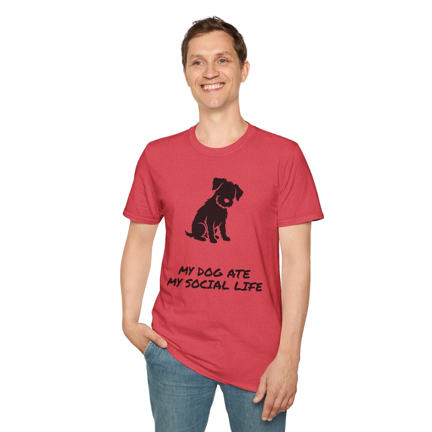 Dog Silhouette T-Shirt — "My Dog Ate My Social Life" Cute Pet Lover Tee