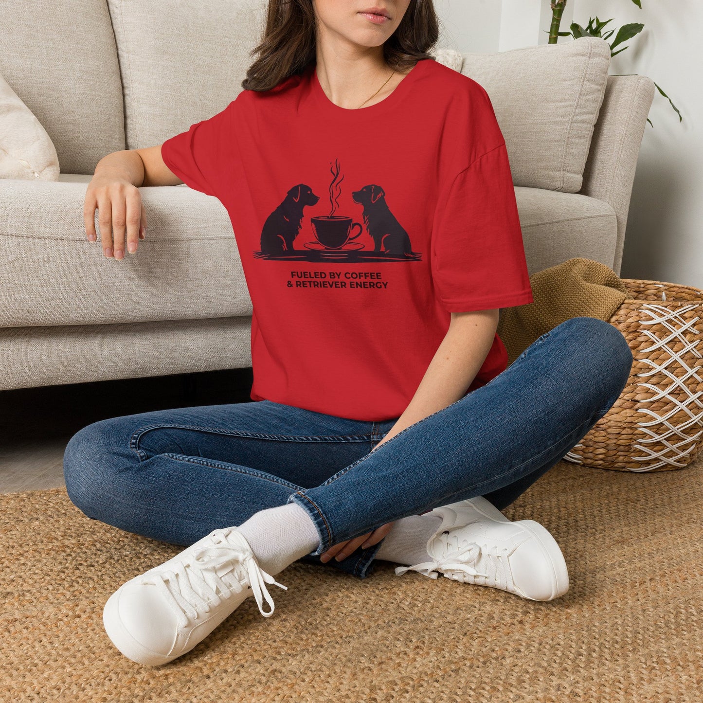 Coffee & Retriever T-Shirt — "Fueled by Coffee & Retriever Energy"