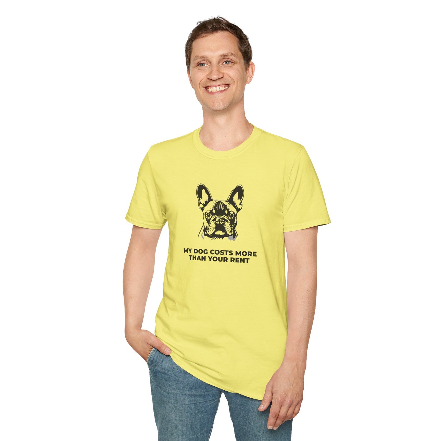French Bulldog T-Shirt — "My Dog Costs More Than Your Rent" Cute Pet Lover Tee