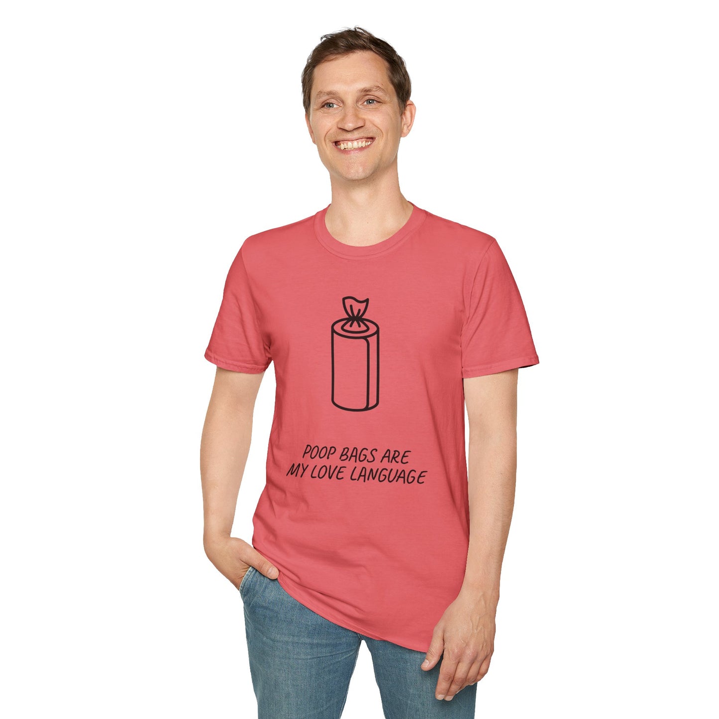 Poop Bags Are My Love Language T‑Shirt — Funny Dog Mom Pet Waste Bag Tee