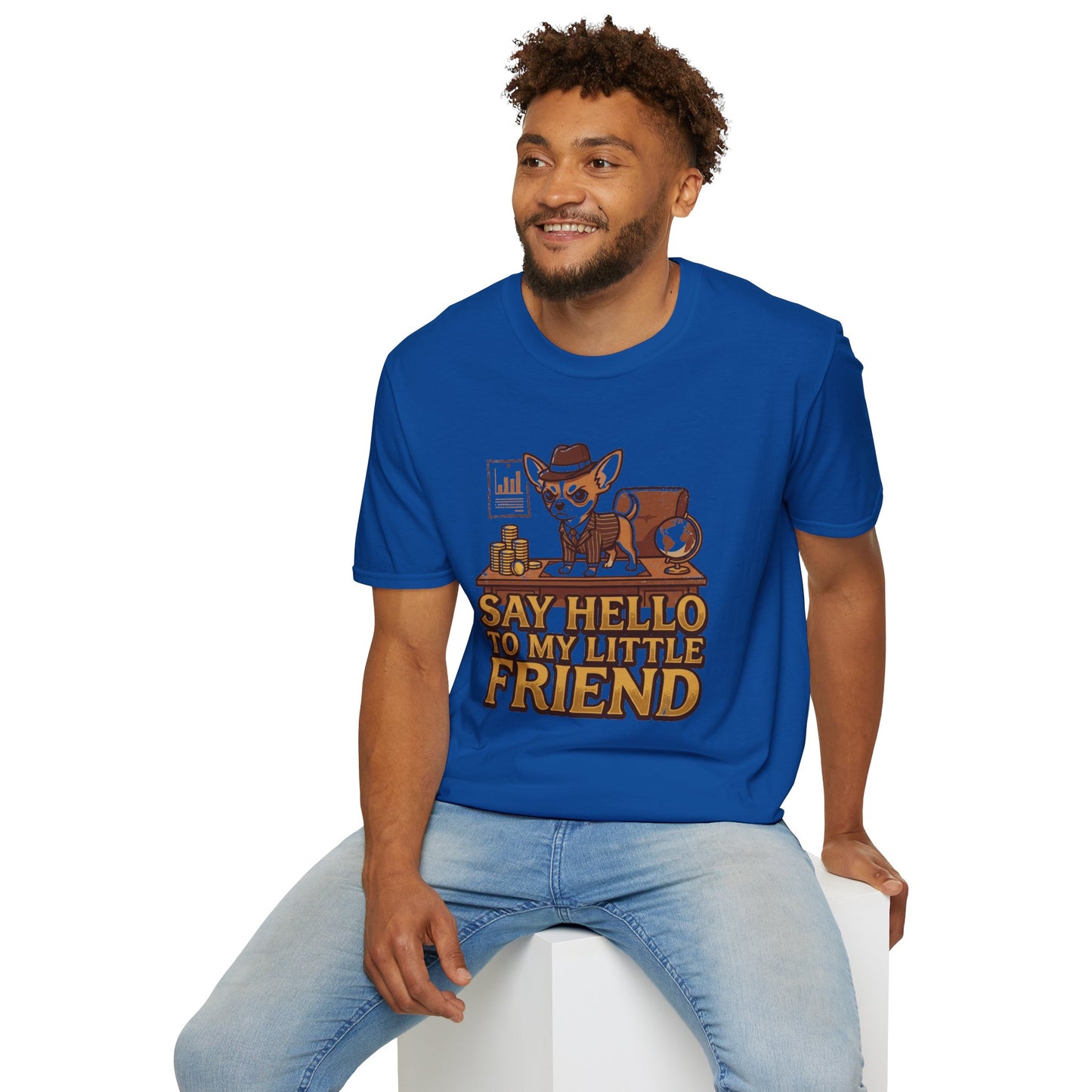 Chihuahua Boss Graphic T-Shirt — "Say Hello to My Little Friend"