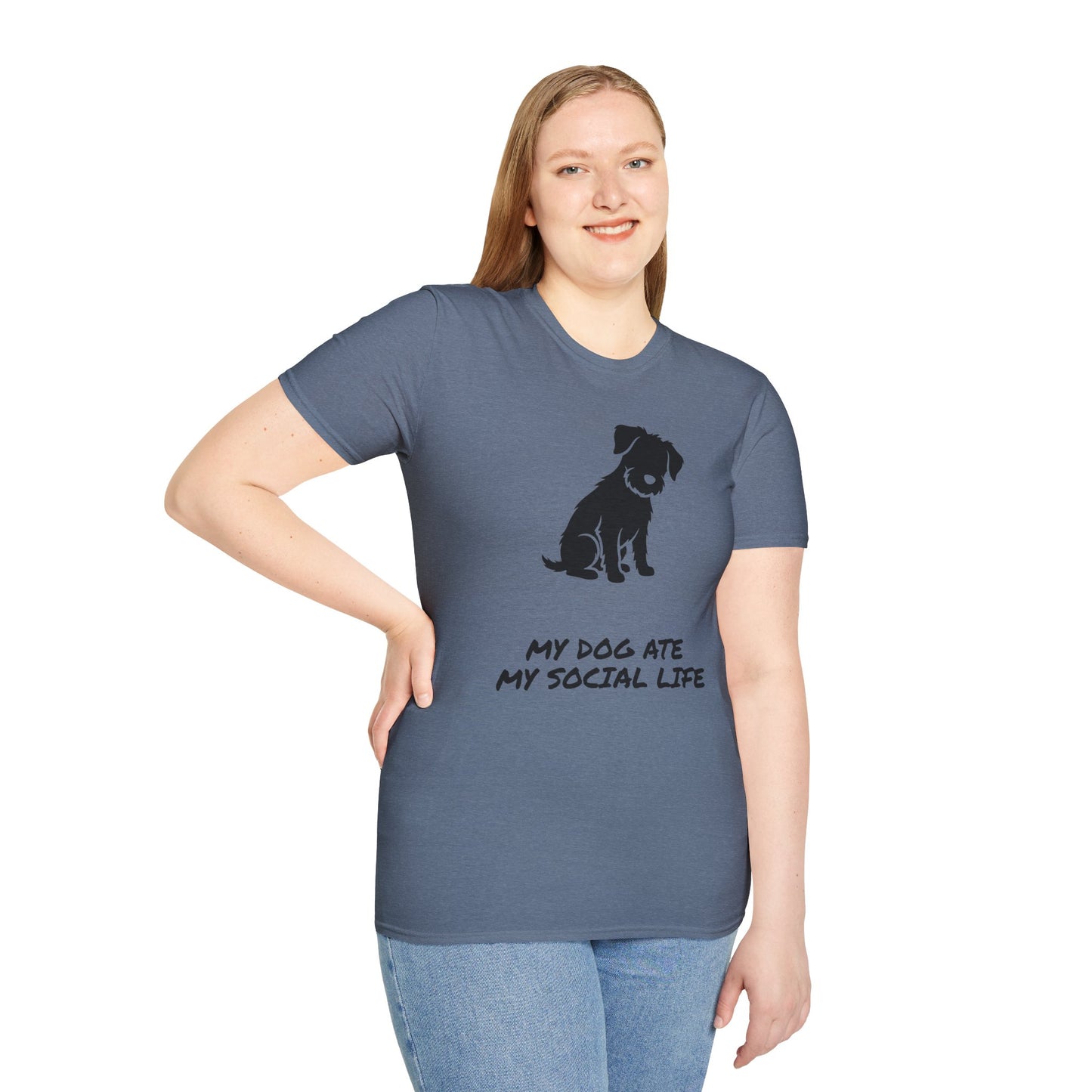 Dog Silhouette T-Shirt — "My Dog Ate My Social Life" Cute Pet Lover Tee