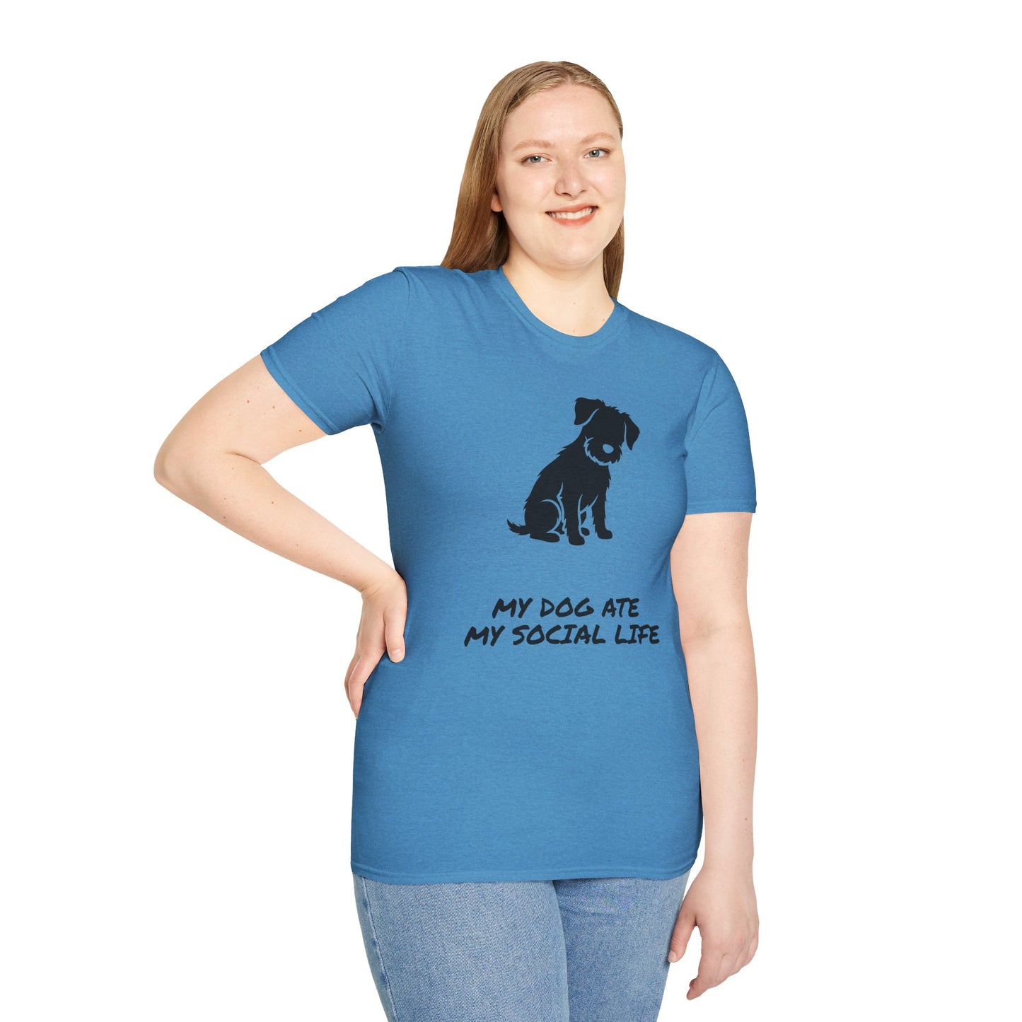 Dog Silhouette T-Shirt — "My Dog Ate My Social Life" Cute Pet Lover Tee