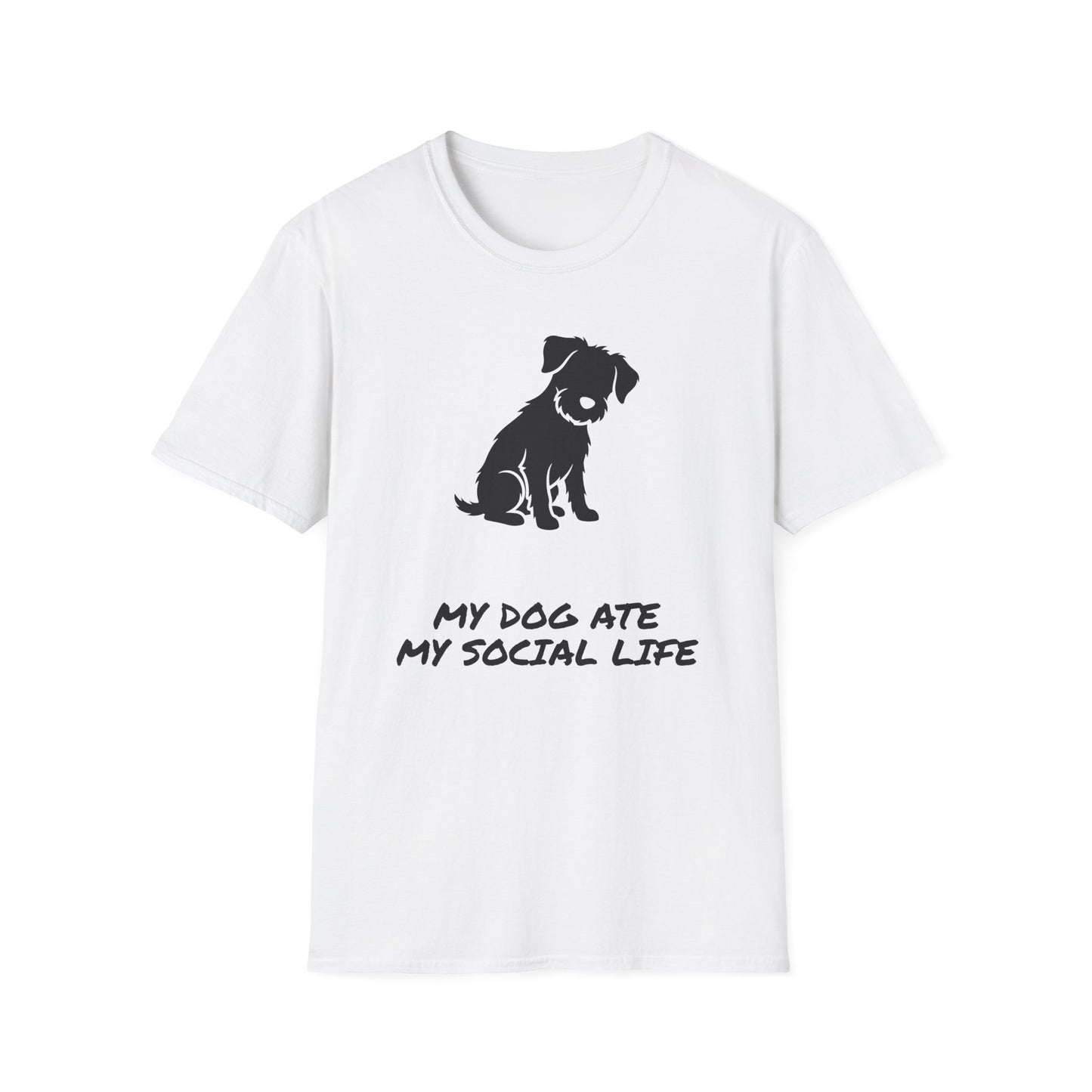 Dog Silhouette T-Shirt — "My Dog Ate My Social Life" Cute Pet Lover Tee