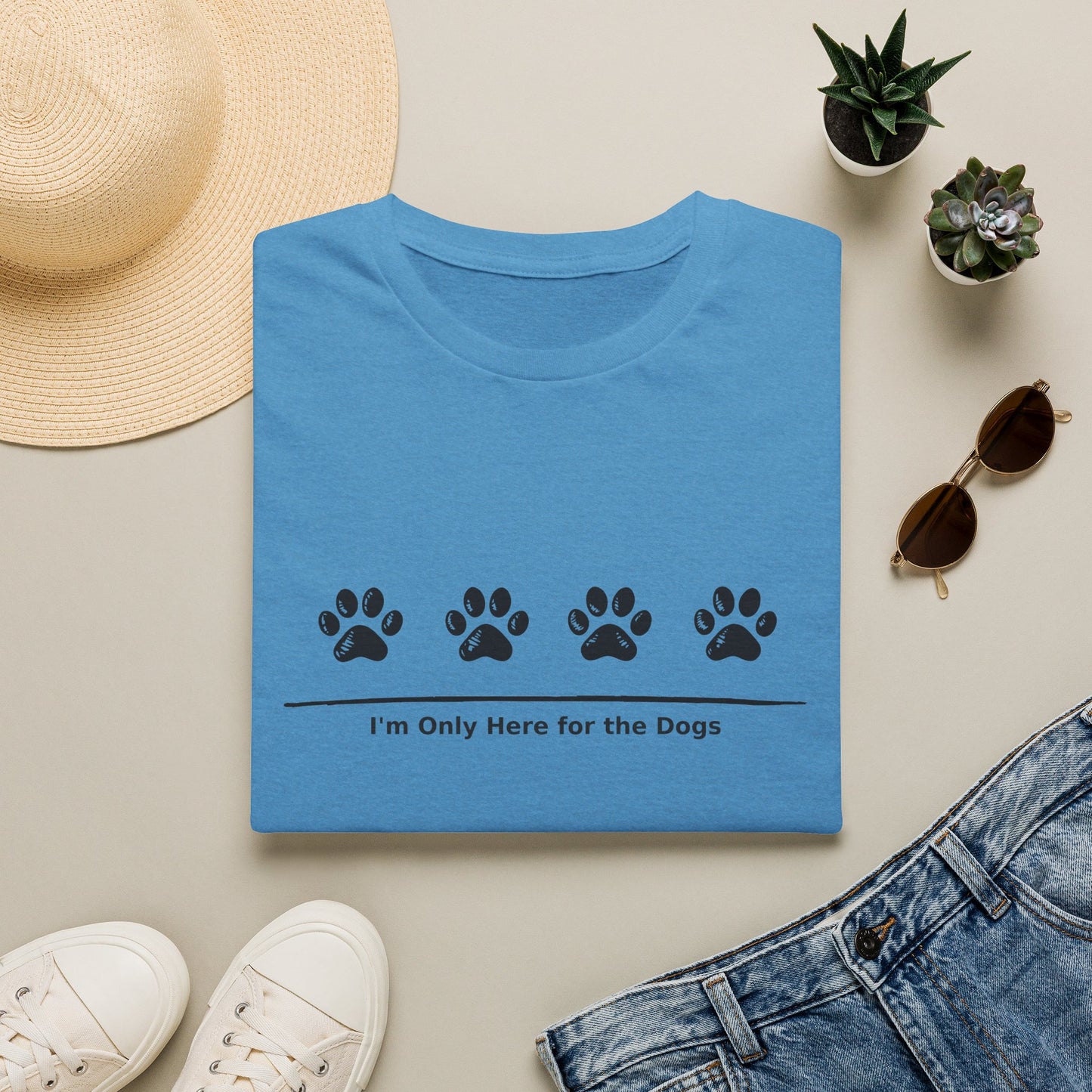 "I'm Only Here for the Dogs" Paw Print Tee