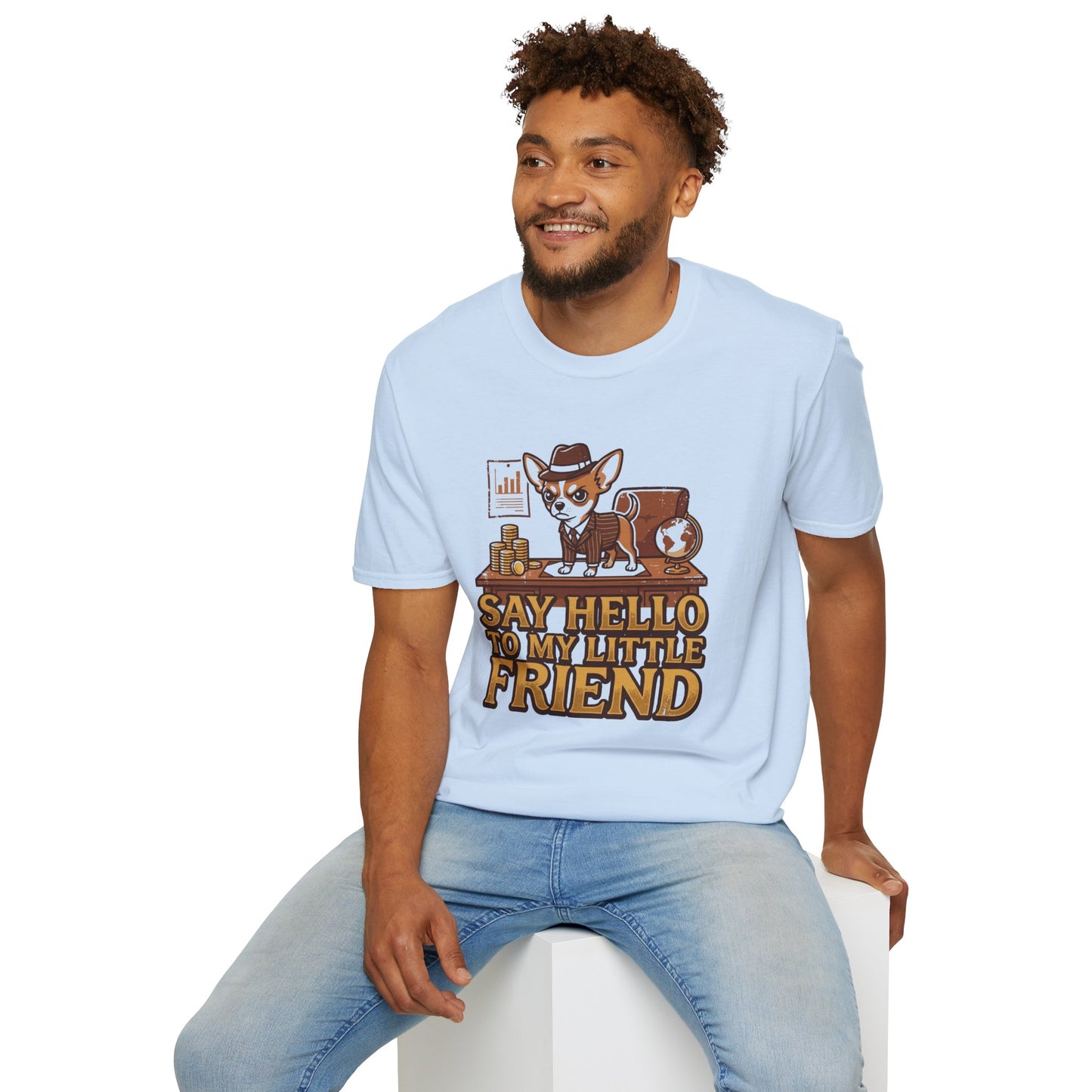Chihuahua Boss Graphic T-Shirt — "Say Hello to My Little Friend"