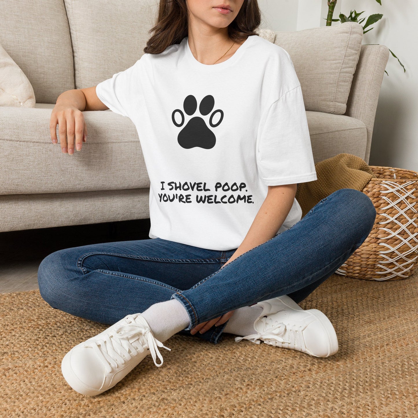 Paw Print T-Shirt — "I Shovel Poop, You're Welcome" Dog Lover Tee