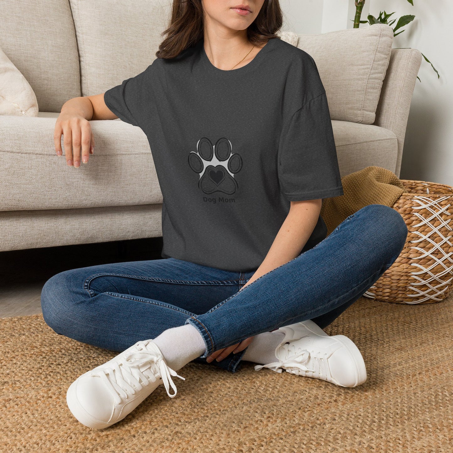 Dog Mom T-Shirt — Cute Paw Print Heart Tee for Pet Lovers