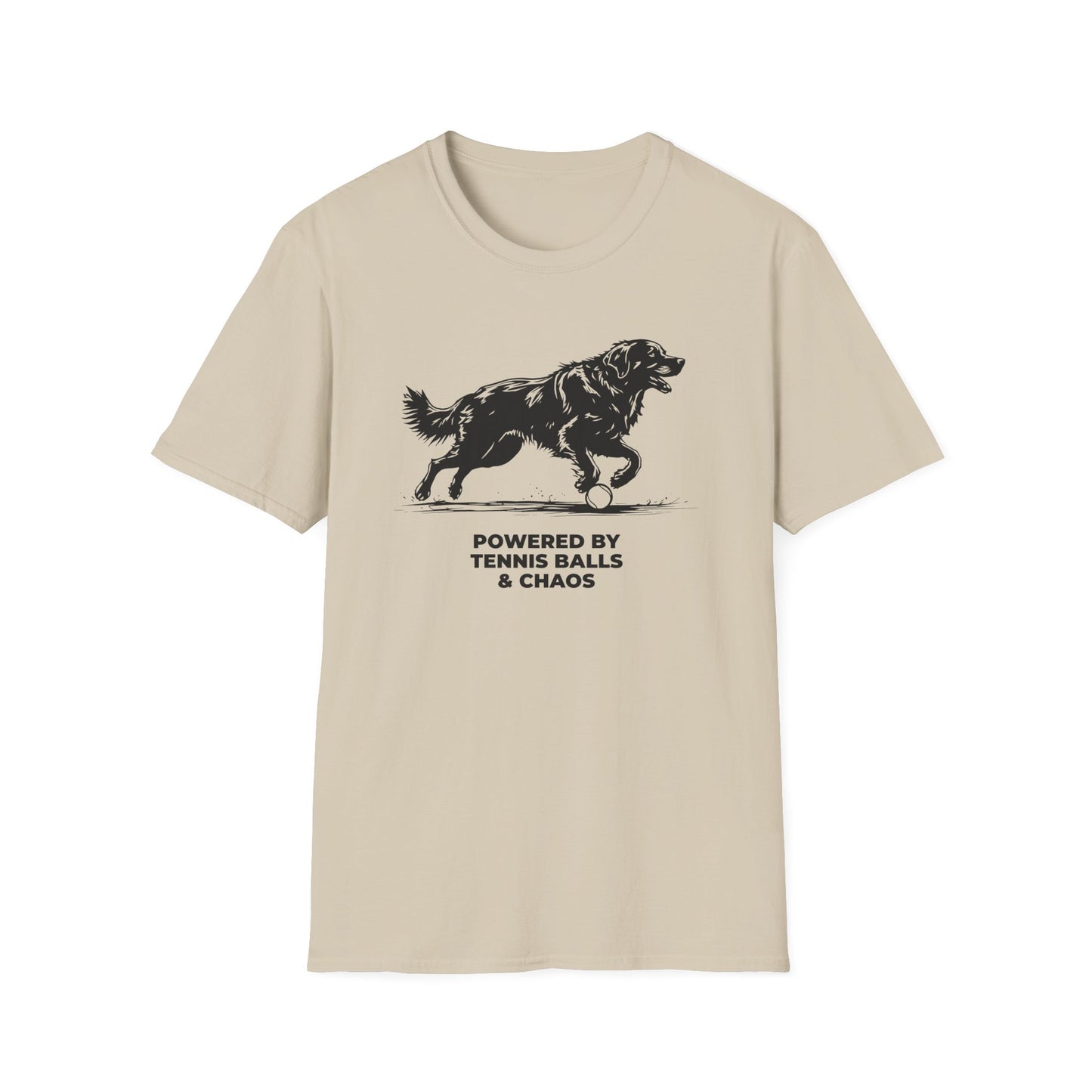 Retriever T‑Shirt — "Powered by Tennis Balls & Chaos" Graphic Tee