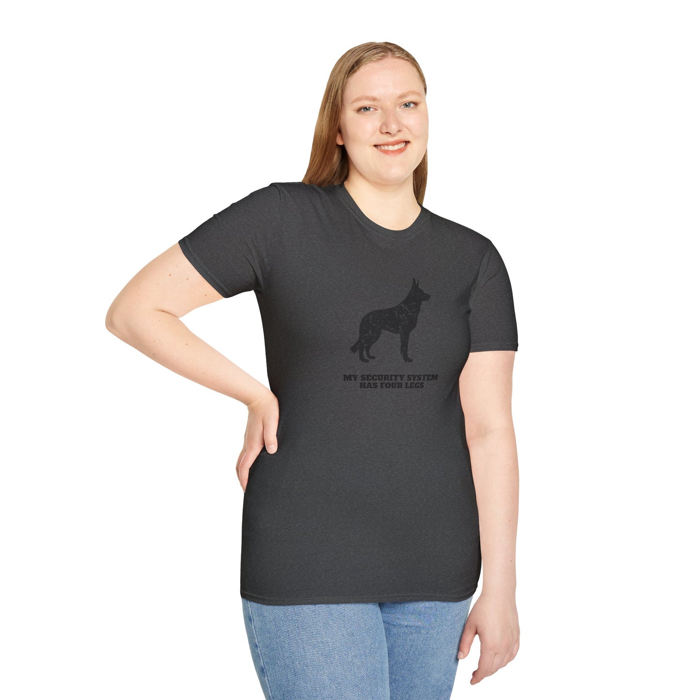 Dog Security T-Shirt — “My Security System Has Four Legs” Graphic Tee