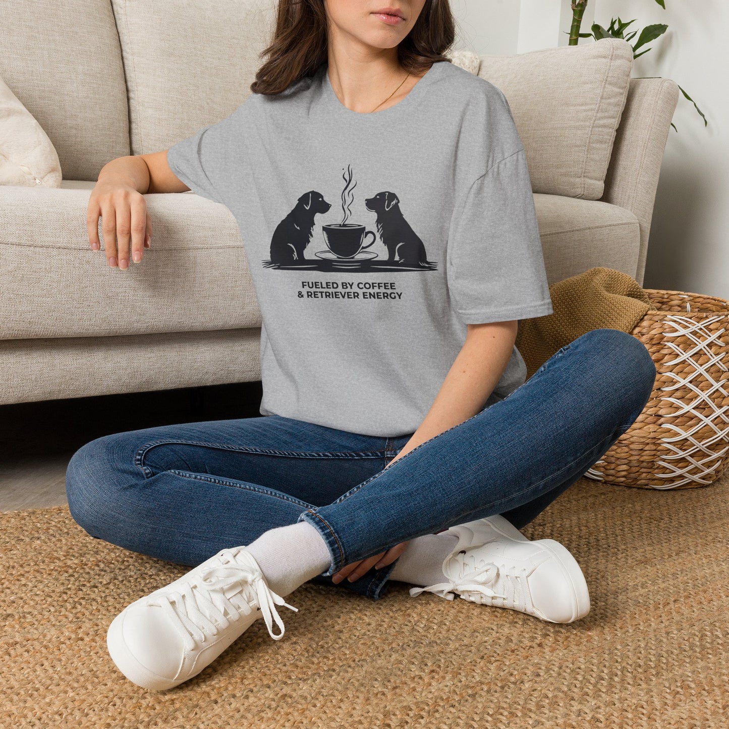 Coffee & Retriever T-Shirt — "Fueled by Coffee & Retriever Energy"