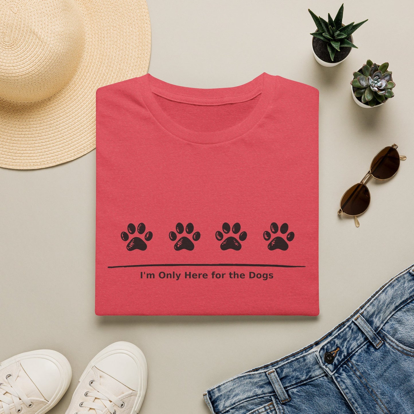 "I'm Only Here for the Dogs" Paw Print Tee