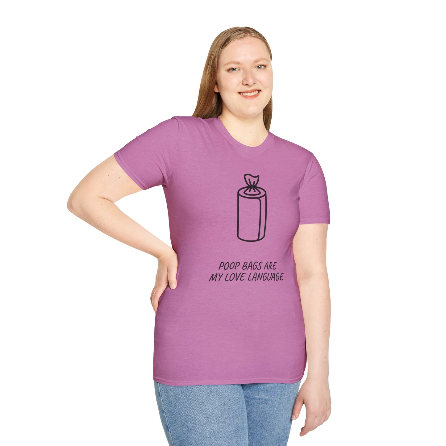 Poop Bags Are My Love Language T‑Shirt — Funny Dog Mom Pet Waste Bag Tee