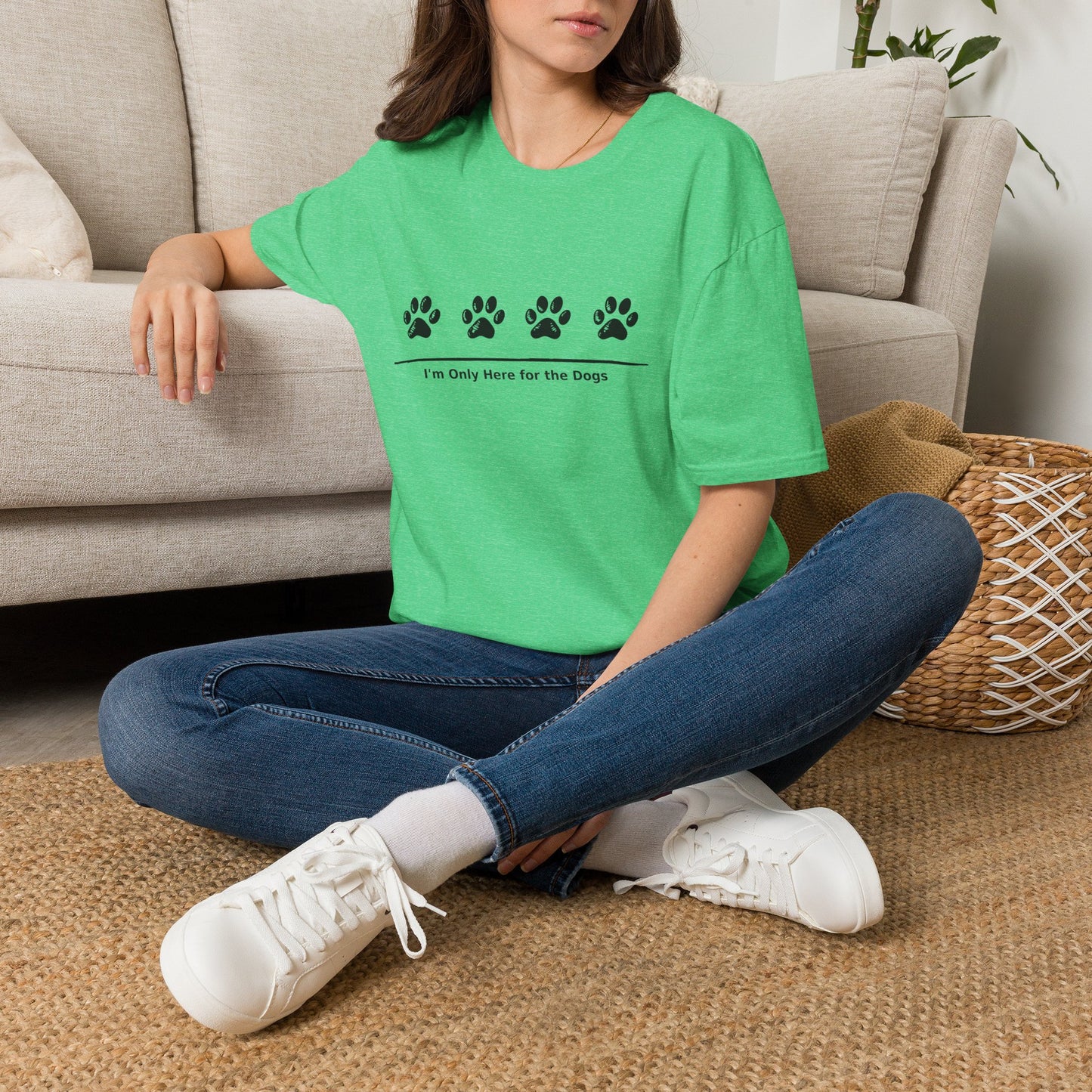 "I'm Only Here for the Dogs" Paw Print Tee