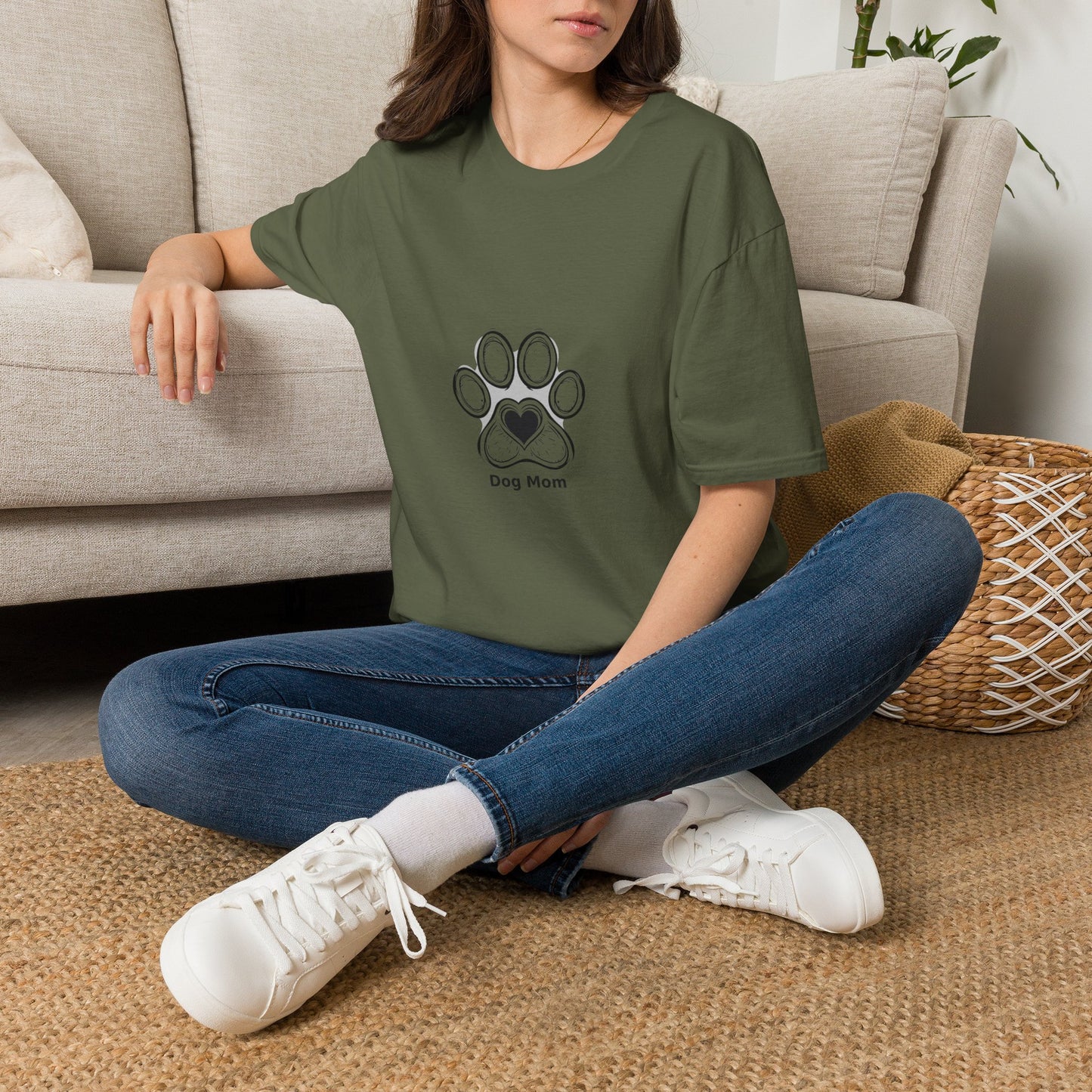 Dog Mom T-Shirt — Cute Paw Print Heart Tee for Pet Lovers