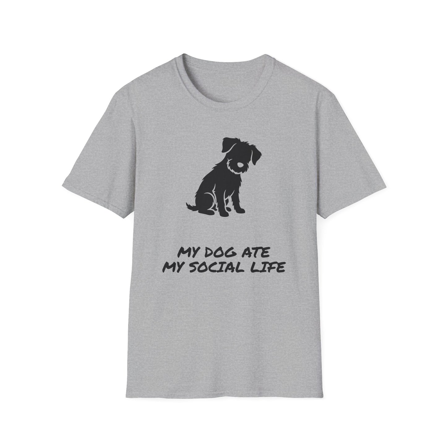 Dog Silhouette T-Shirt — "My Dog Ate My Social Life" Cute Pet Lover Tee