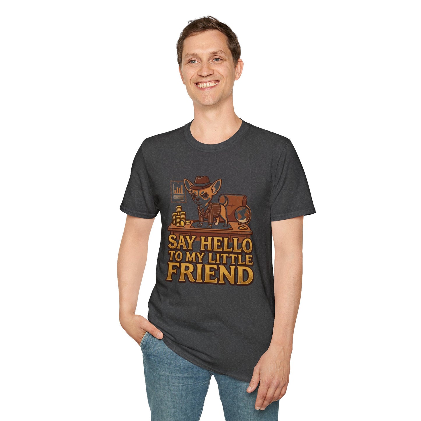 Chihuahua Boss Graphic T-Shirt — "Say Hello to My Little Friend"