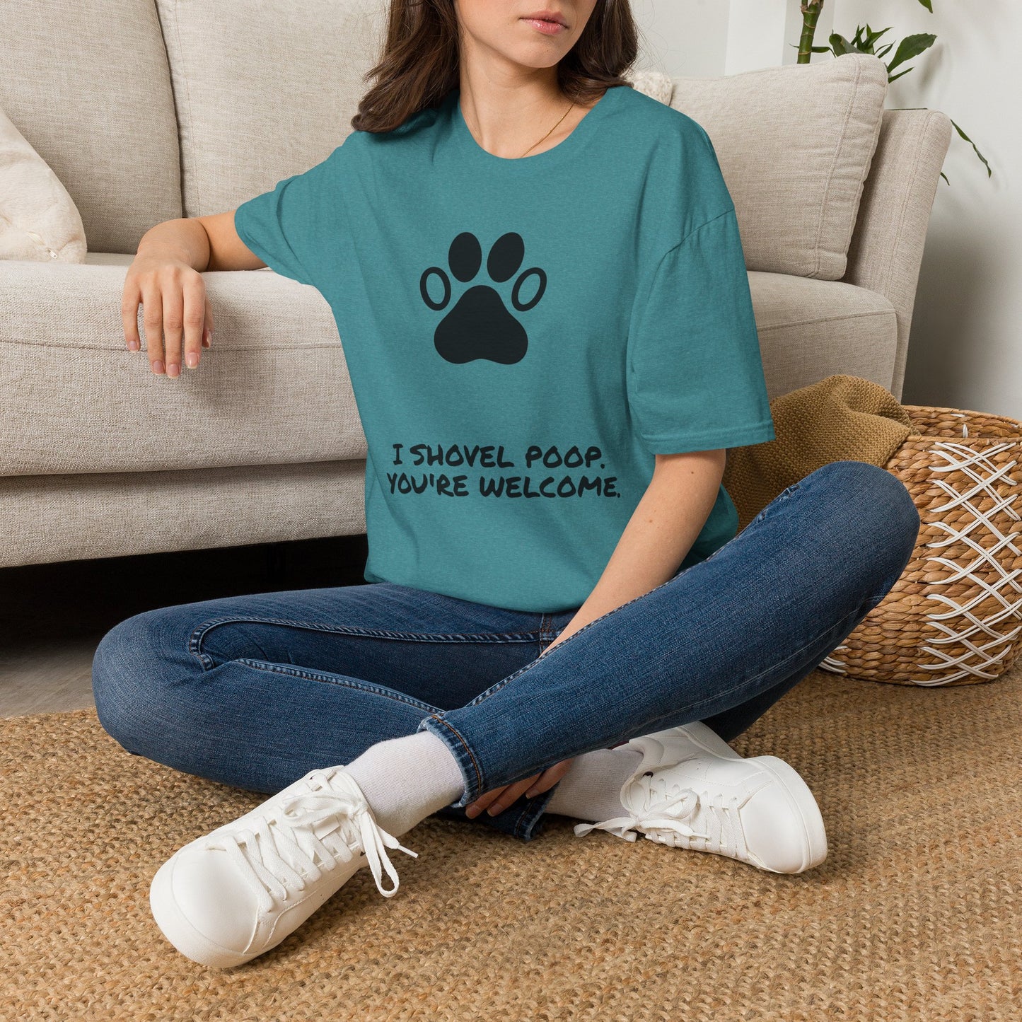 Paw Print T-Shirt — "I Shovel Poop, You're Welcome" Dog Lover Tee