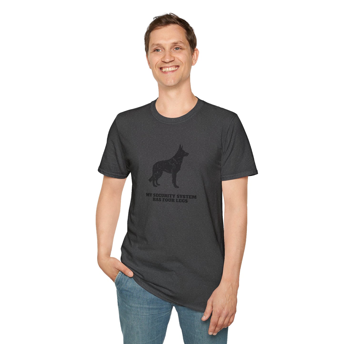 Dog Security T-Shirt — “My Security System Has Four Legs” Graphic Tee