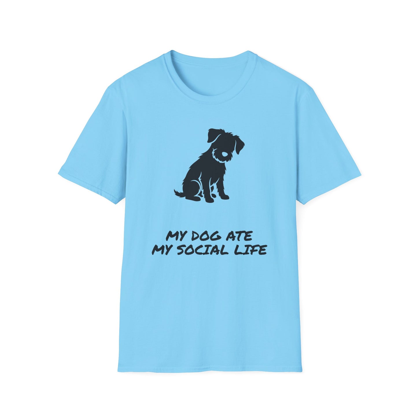 Dog Silhouette T-Shirt — "My Dog Ate My Social Life" Cute Pet Lover Tee