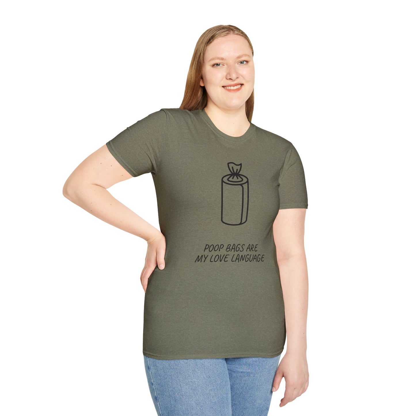 Poop Bags Are My Love Language T‑Shirt — Funny Dog Mom Pet Waste Bag Tee