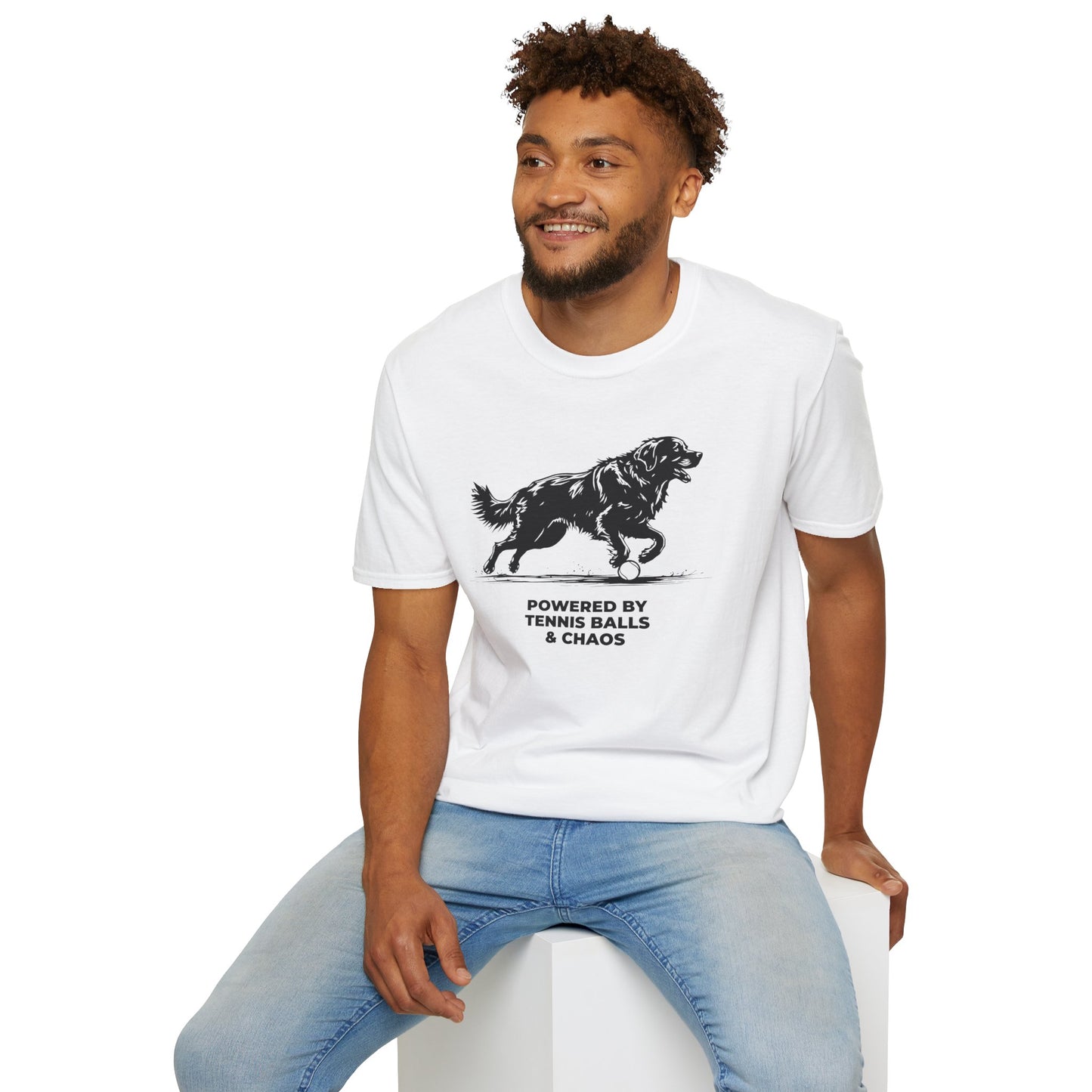 Retriever T‑Shirt — "Powered by Tennis Balls & Chaos" Graphic Tee
